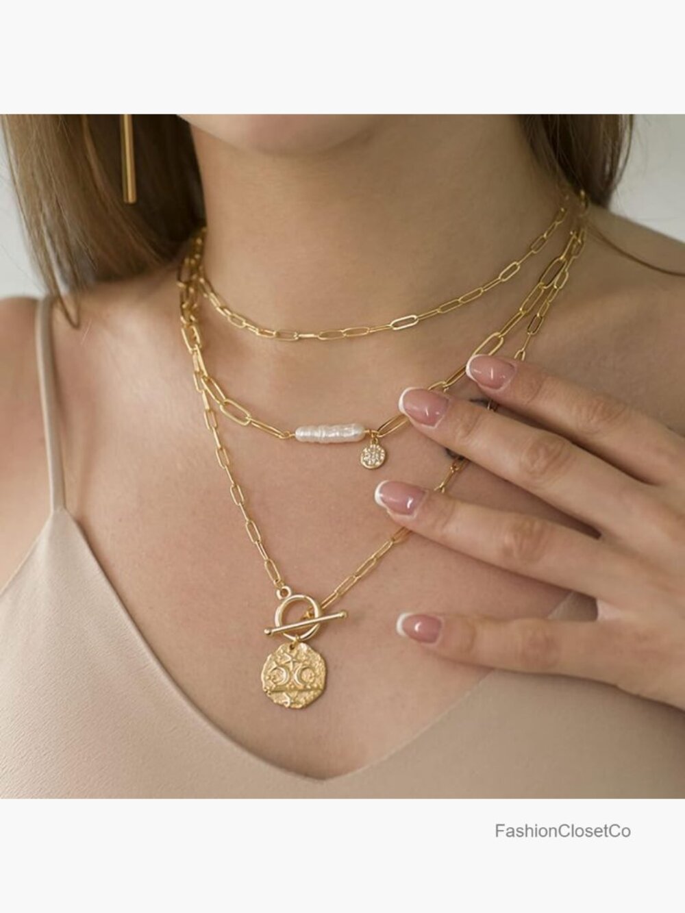 Chunky Gold Plated Paperclip Chain Heart Pendant Necklace 18K - Picture 2 of 7